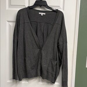 CAbi Charcoal Open-Front Knit Cardigan
